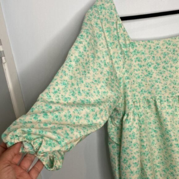 Levi's Women Green Floral Electric Dolci Baby Doll Dress Size XL - Picture 5 of 12